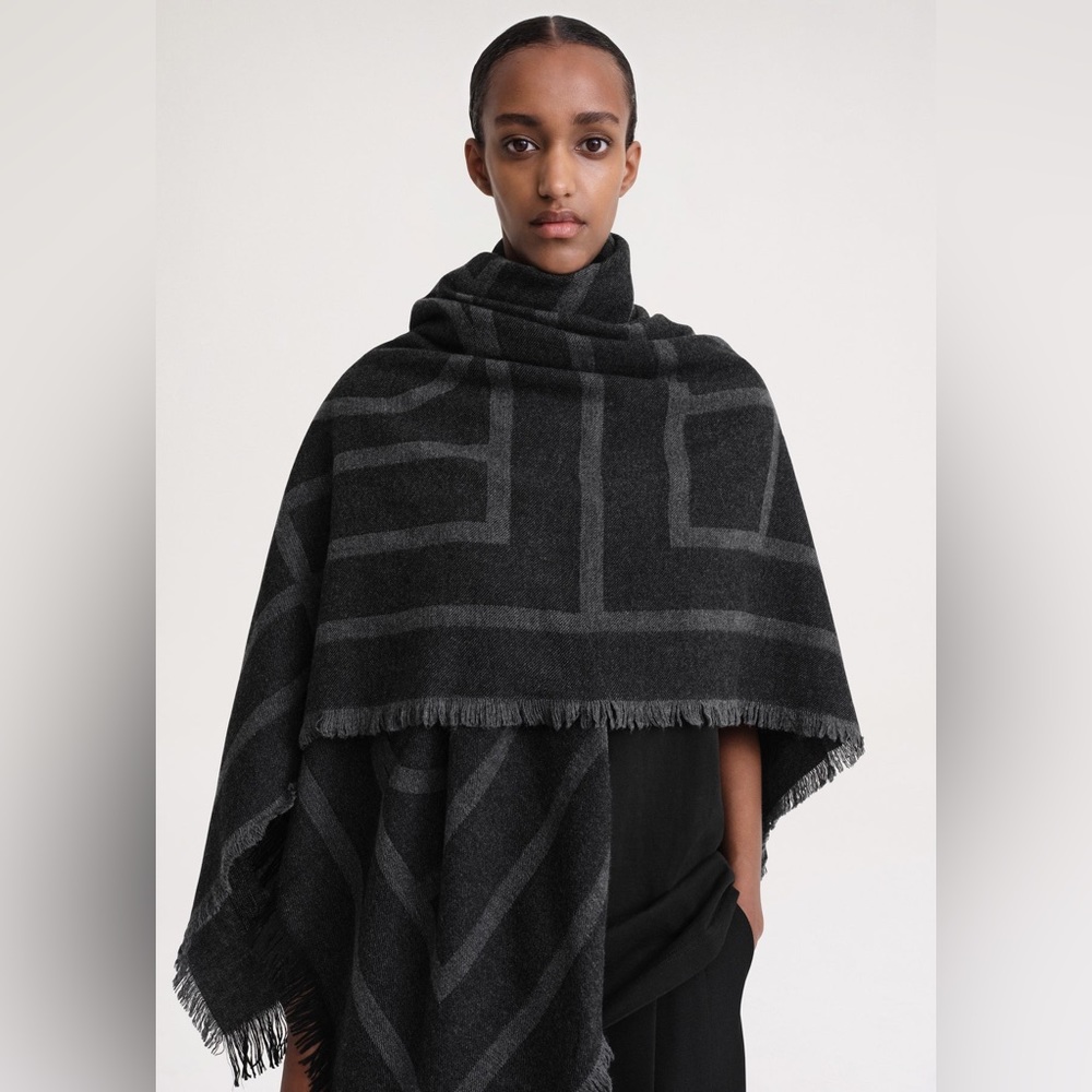 Toteme Monorgram Wool/Cashmere Blanket Scarf